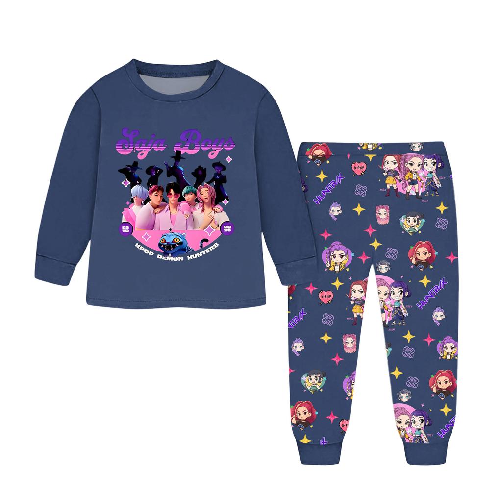 Dětský módní oblek Sukně Kulatý výstřih Top s dlouhým rukávem Kalhoty