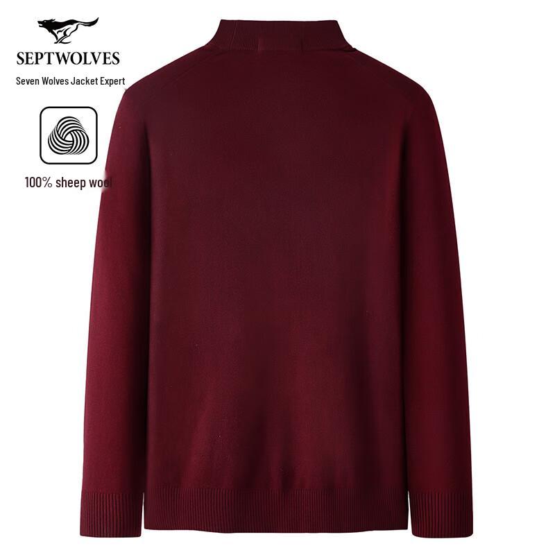 SEPTWOLVES Men's 100% Merino Wool Round Neck Sweater
