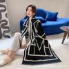 Premium Double-Sided Jacquard Houndstooth Scarf Wrap Women Winter Fall Warm Cotton Blend Shawl 185x70cm