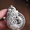 Phoenix & Peacock Silver Pendant Necklace - Retro Chinese Style Charm for Women, Long Sweater Chain - Ideal Gift for Mom