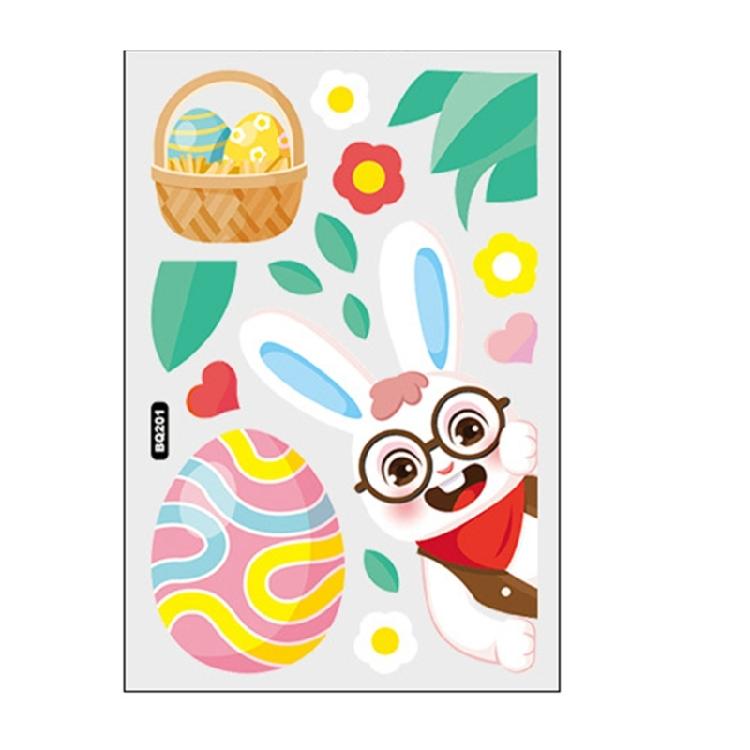 Easter Cartoon Rabbit Static Cling Sticker Window Clings for Homes, Kitchen,