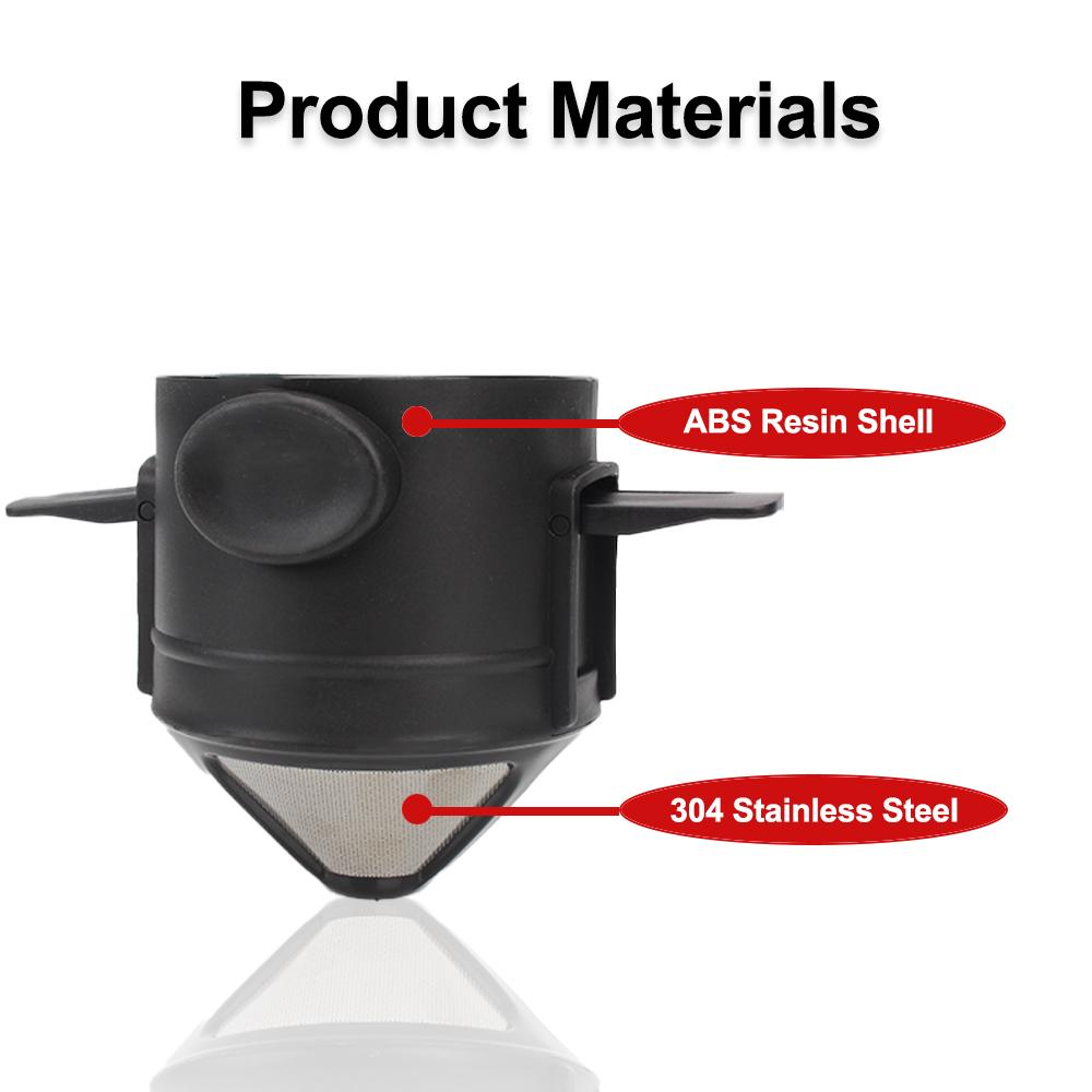 Přenosný bezpapírový přelévací kávový dripper čajový infuzér skládací nerezový přelévací držák na kávu opakovaně použitelný kávový filtr
