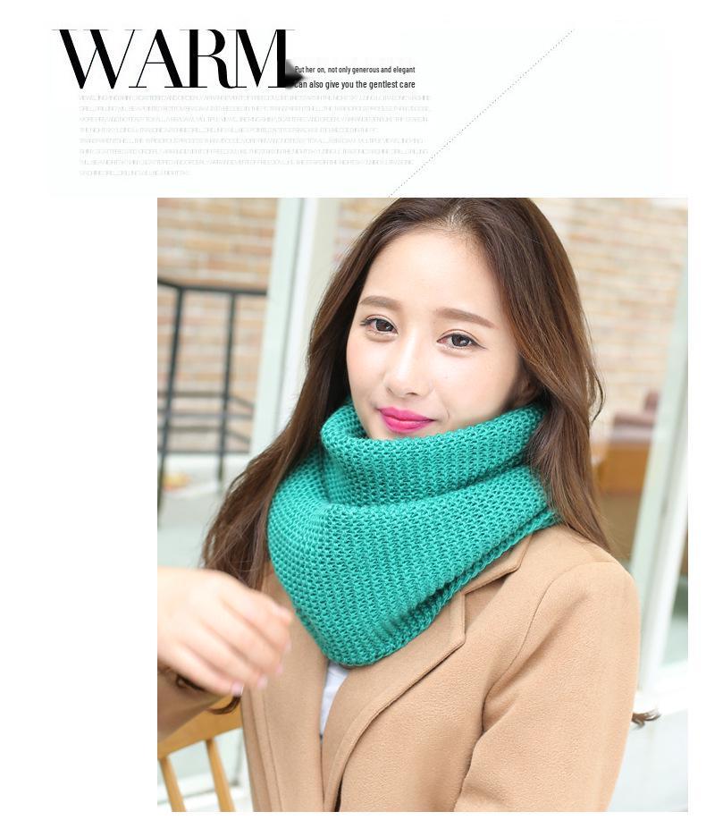 Women's Knitted Wool Snood: Winter Warm Solid Color Neck Warmer & Protector for Students and Couples