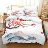 3D Oriental Ink Wash Painting Bedding Set, Bamboo Painting Print Duvet Cover with Pillowcases for Adults Teens