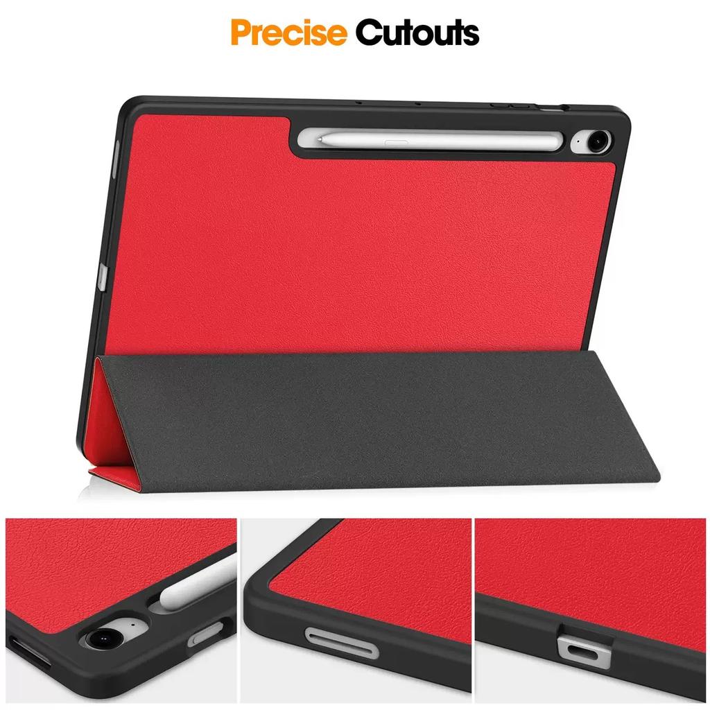 Trifold Stand Slim TPU Leather Magnetic Smart Flip Case for Samsung Galaxy Tab S10 Fe Plus 13.1 Inch SM-X620 With Pen Holder