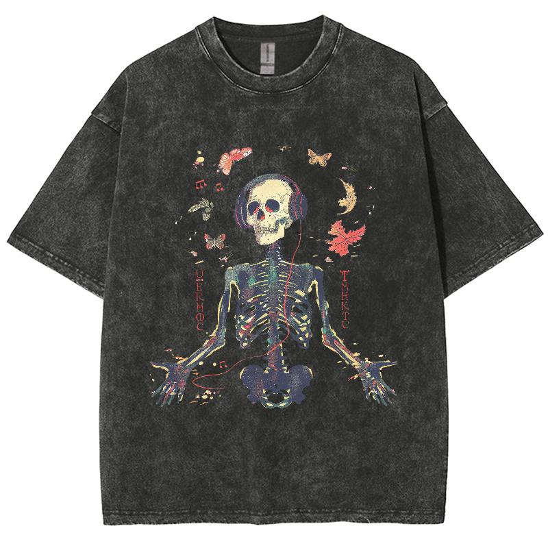 

Летняя унисекс футболка Y2K Женская одежда Распродажа Оверсайз Принт черепа Имитация джинсовой ткани Топ Харадзюку Короткий рукав M