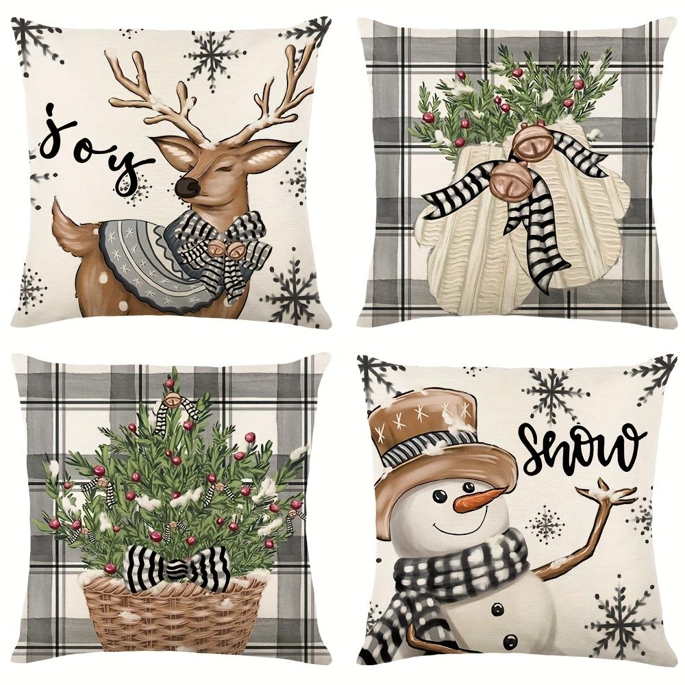 1Pc Christmas Winter Festival Pillowcase.Snowman,Snowflake,Gloves Pattern Bedroom Living Room Sofa Cushion Decorative Pillowcase
