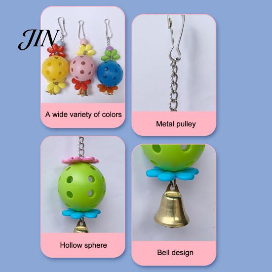 Bird Pecking Toy Parrot Foraging Ball Toy, Plastic Hollow with Bell, Play Cage Enrichment for Lovebird Budgie Cockatiel Conure