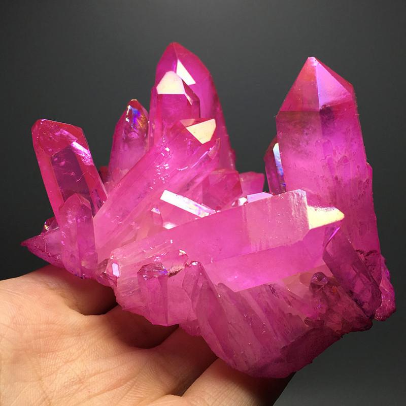 Natural Titanium Druzy Quartz Cluster Crystal Red Geode Gemstone Decor Specimen