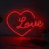 Heart Love Neon Sign, Valentines Day LED Light, USB Powered Dimmable LED Sign for Wall Decoration, Party, Wedding, Bedroom, Living Room, 15.7"x11.4"