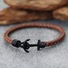 Trendy Hand-Woven Leather Men Bracelet Brown Vintage Navy Anchor Braclet Outdoor Riding Couple Leather Rope Bracelet