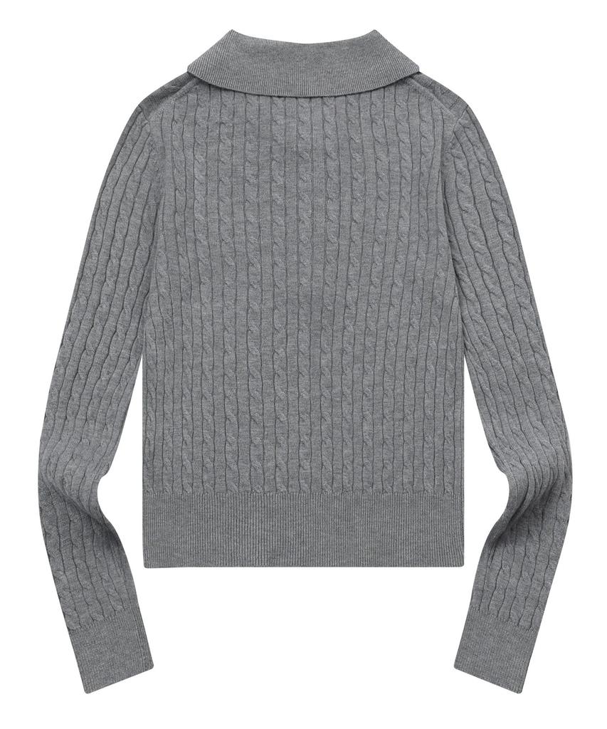 MUCENT Le Melo Collared Button Crop Knit (3 Colors)