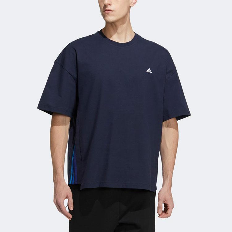 Adidas City Loose Short Sleeve T-Shirt With Solid Color Logo Men Tops Navy-Blue HC9973