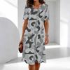 Ladies Crew Neck Plus Size Short Sleeve Dress Bright Wild Meadow Print For Outdoor Brunch