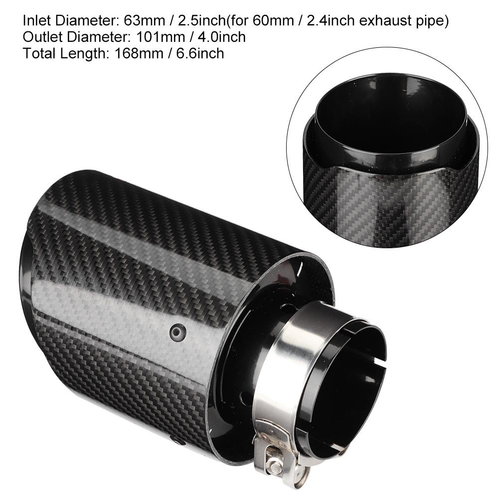 Car Modification Universal Carbon Fiber 63mm Inlet 101mm Outlet Exhaust Tail Pipes Tail Throat