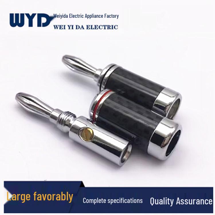 4MM Carbon Fiber Copper-Plated Solderless Audio Speaker Banana Plug with Large Shell Red Ring