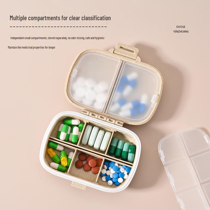 Portable Medicine Organizer: 8-Compartment Dustproof & Moisture-Proof Pill Box for Travel and Business Trips