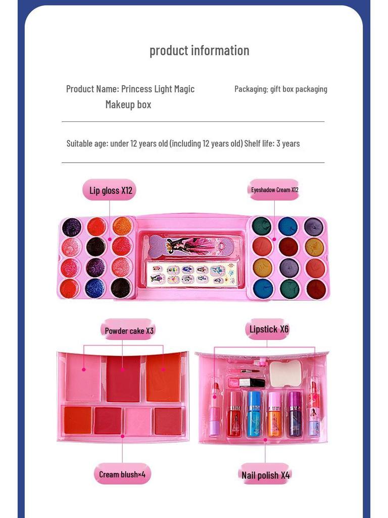 Ye Luoli Washable Girl's Makeup Set: Dress-Up Toy with Eyeshadow & Lipstick