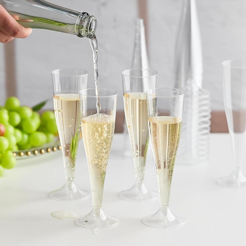 20pcs Plastic Champagne Flutes 4.5 Oz Clear Plastic Champagne Glasses Disposable Toasting Glass for Party Wedding Bar Supplies