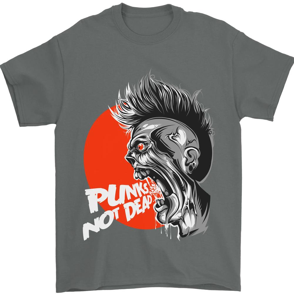Punks Not Dead Koszulka Unisex Rockowa z Czaszką 100% Bawełna