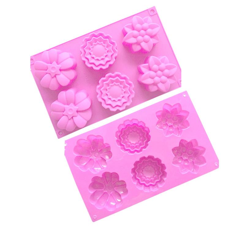 6 Different Flowers and Plants Shape Silicone Chocolate Mold DIY Handmade Soap Sunflower Moon Cake Mold