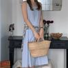 French Temperament Simple Casual Single-breasted Medium and Long Sleeveless Vest Dress #