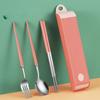 Stainless Steel Tableware Set Spoon Outdoor Chopsticks Three-piece Set Student Portable Tableware Set