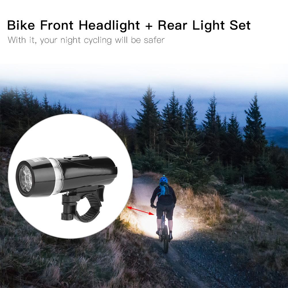 Waterproof 5 LEDs Bike   Front Headlight   Rear   Light Set Accessory(Black)