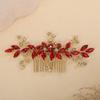 Red Rhinestones Side Headpiece for Women Handmade Hair Comb with Crystal Handmade Long Hair Accessories (Red)