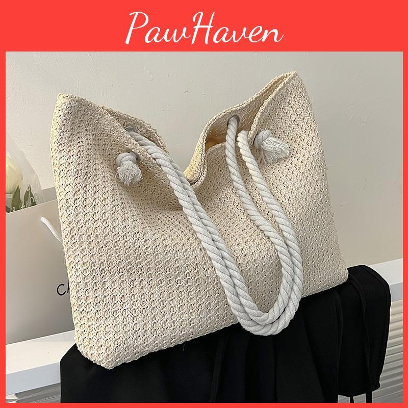 Yogodlns Handmade Womens Summer Woven Shoulder Bags Boho Straw Weaving Fashion Underarm Bag Large Capacity Ladies Vacation Handbags