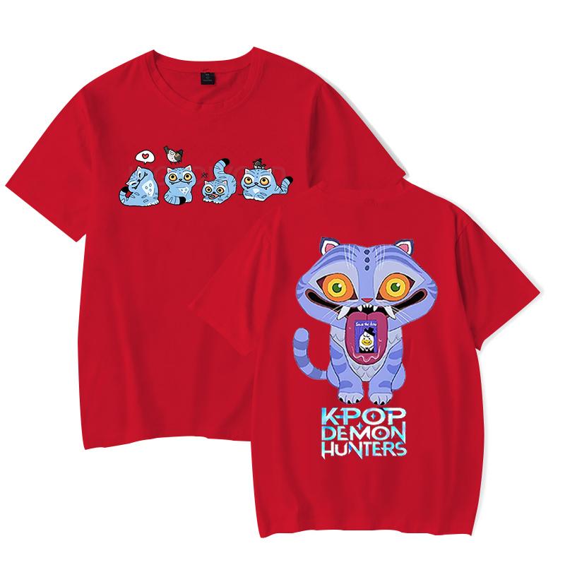 Derpy Tiger Kpop Demon Hunters Shirt for Women Summer Tops Anime K-Pop Demon Hunters T-shirt Harajuku O-neck Casual Shirt Gift