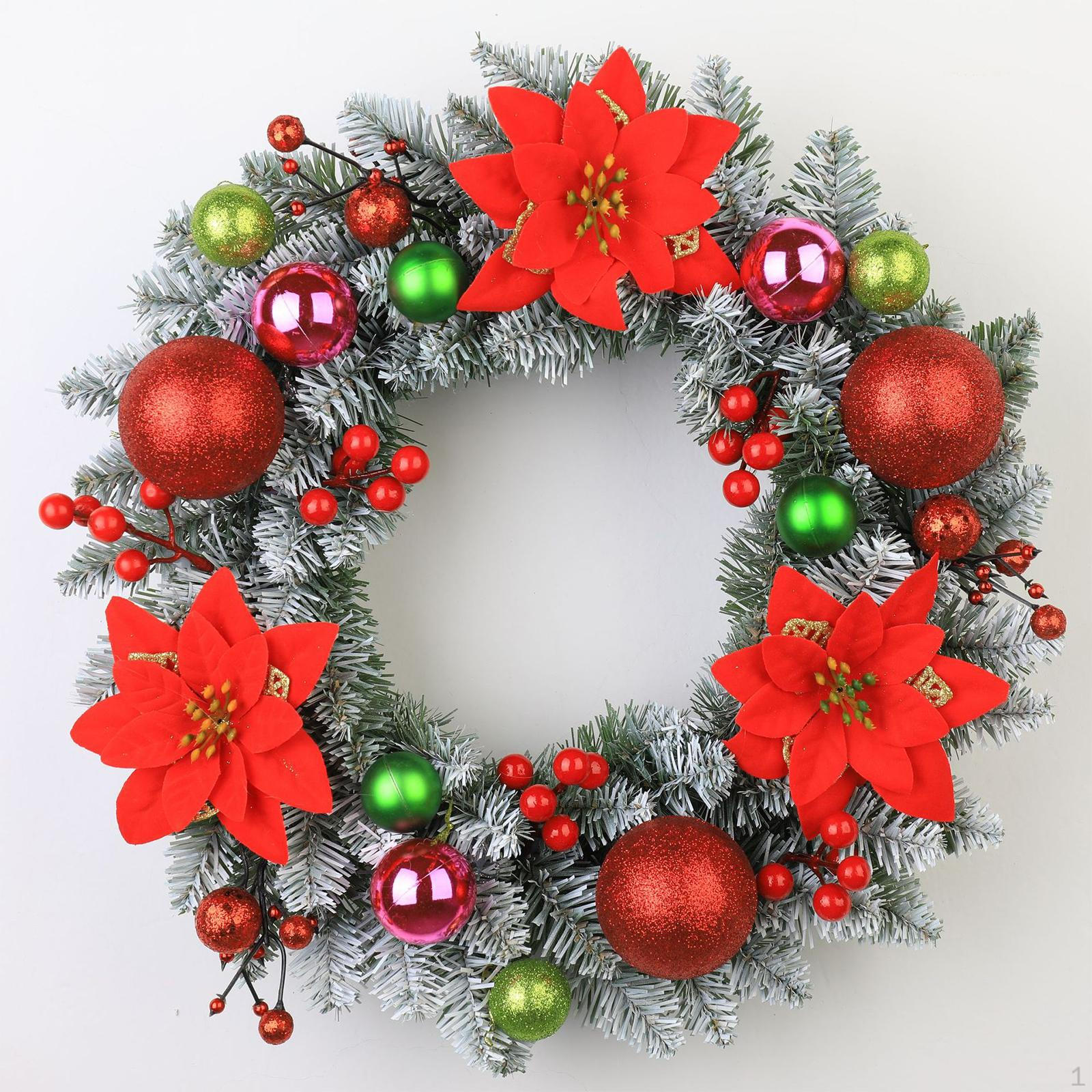 

Christmas Wreath Decoration Wall Hanging Round 15.75inch Artificial Xmas Seasonal red balls