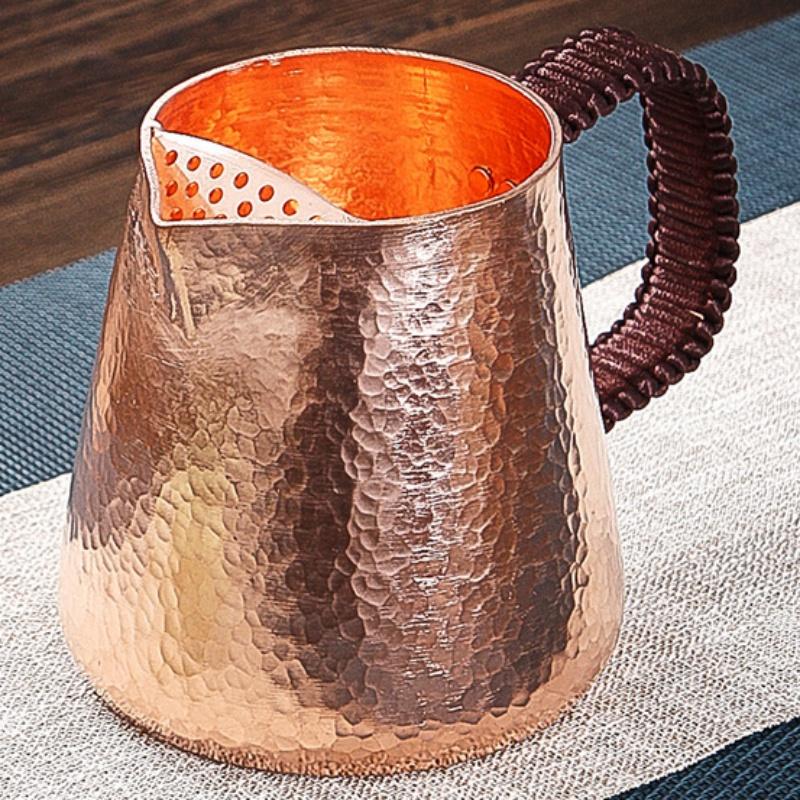 Handcrafted Coffee Mug,Vintage Pure Copper Cup,Weave Handle Thickened Water Breakfast Cup,Tea Tumbler Drinkware Tableware ,500ml