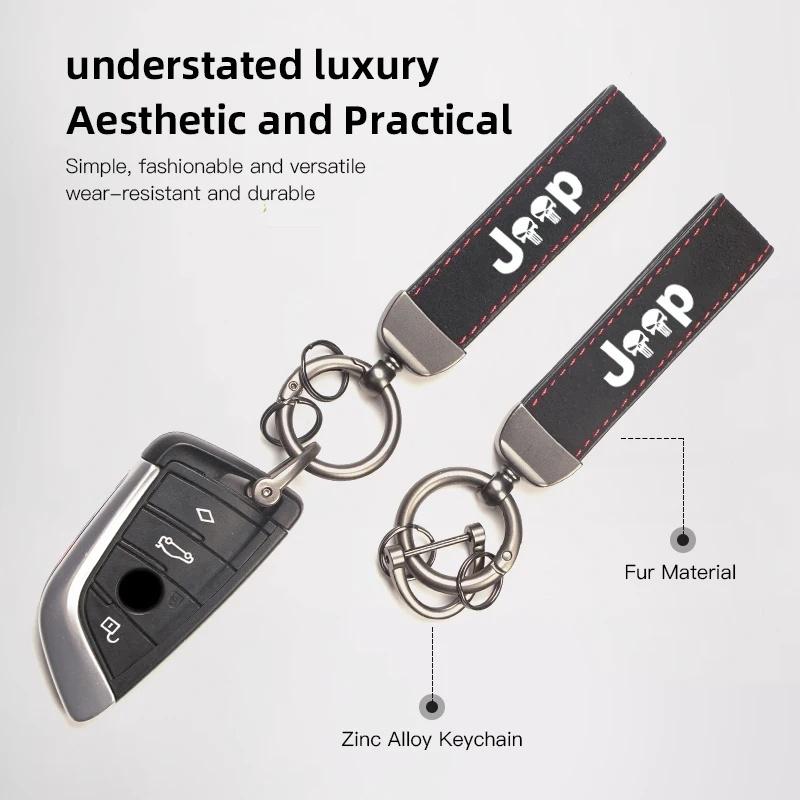 4PCS Jeep Tire Valve Stem Caps + Suede Keychain Set for Renegade Grand Cherokee Patriot Wrangler Compass Auto Accessories ALS1