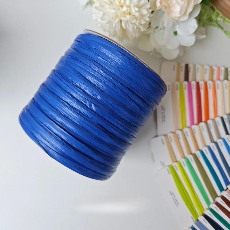 600M Raffia Strohgarn Häkelgarn für DIY Stricken Sommerstrohhut Handtaschen Kissen Handgeflochtenes Strohgarn