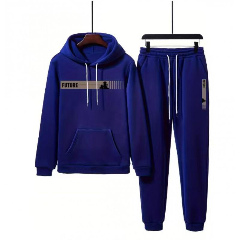 Mens Hooded Oversized Sweatshirt Set Long Sleeve Top Pants Casual Sportswear