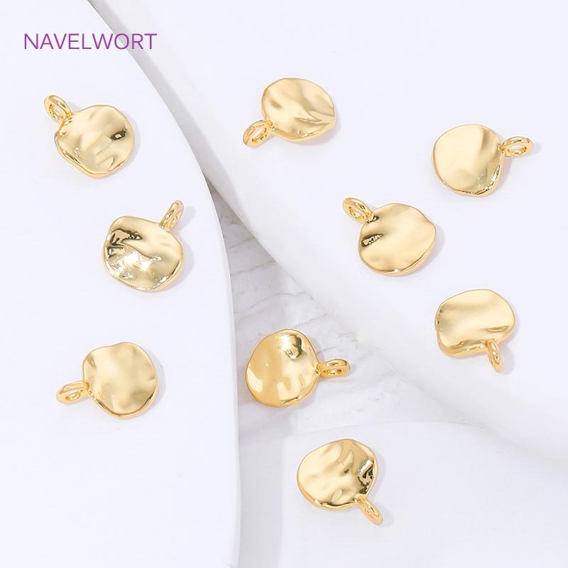 6/8MM 18K Gold Plated Irregular Round Charms For Bracelets,Brass Small Pendant Charms,DIY Necklace Jewelry Making Accessories