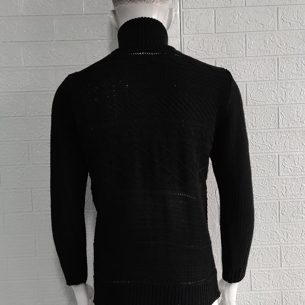 2025 Autumn/Winter Men's Thick High-Neck Leather Buckle Knitted Sweater