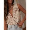 QICED Women's Fashion Casual V-Neck Sleeveless Blouses & Shirts