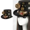 Victorian Steampunk Top Hat With Detachable Monocular Goggles Gothic Steampunk Headwear For Halloween Costume Parties