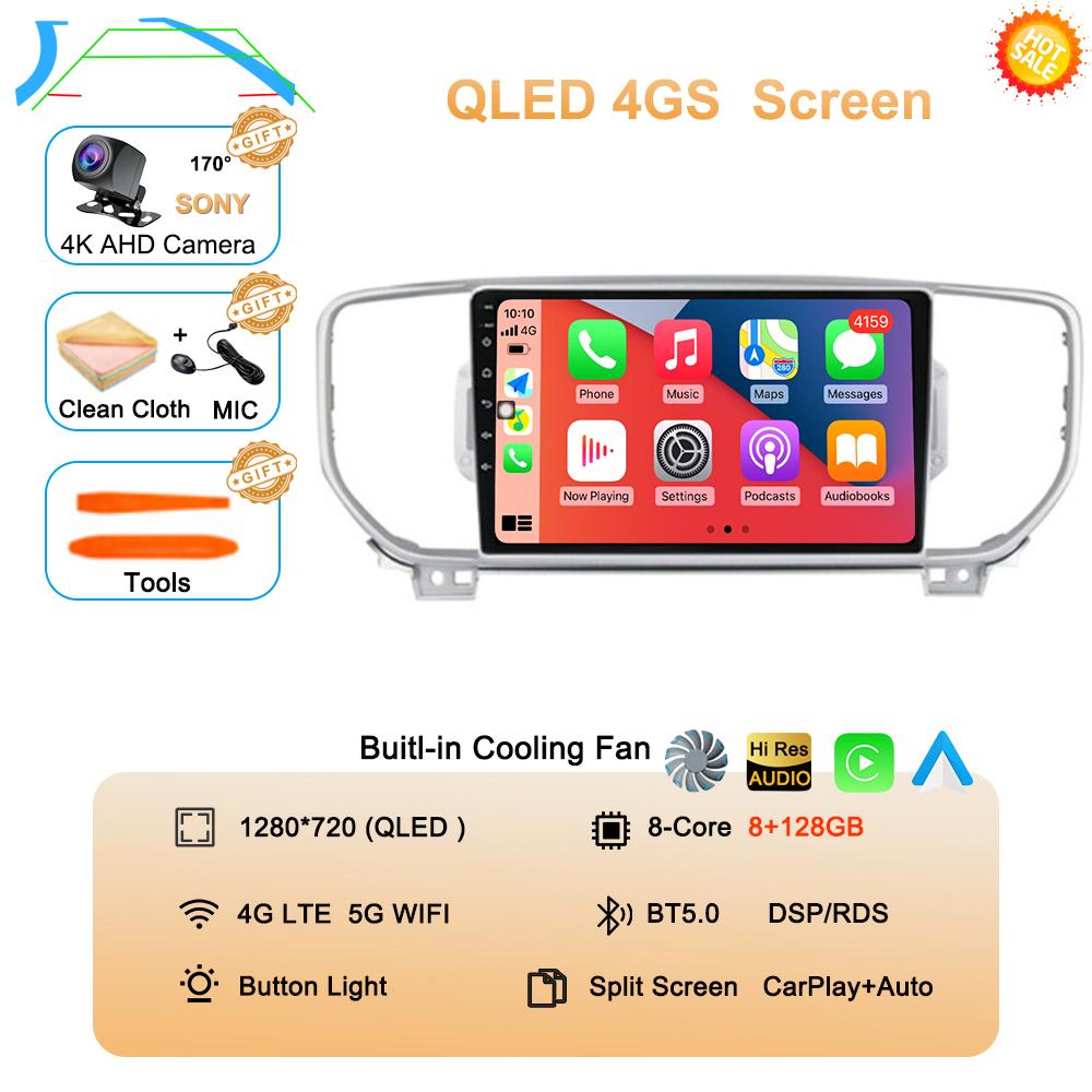 Radio Auto Android 14 Pentru KIA Sportage 4 KX5 2016 2017 2018 Wireless Carplay QLED Player Multimedia Video 4G Navigație MP5 DVD