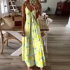 Women's Fashion Casual Sleeveless Vest V-Neck Printing Maxi Tank Long Dress