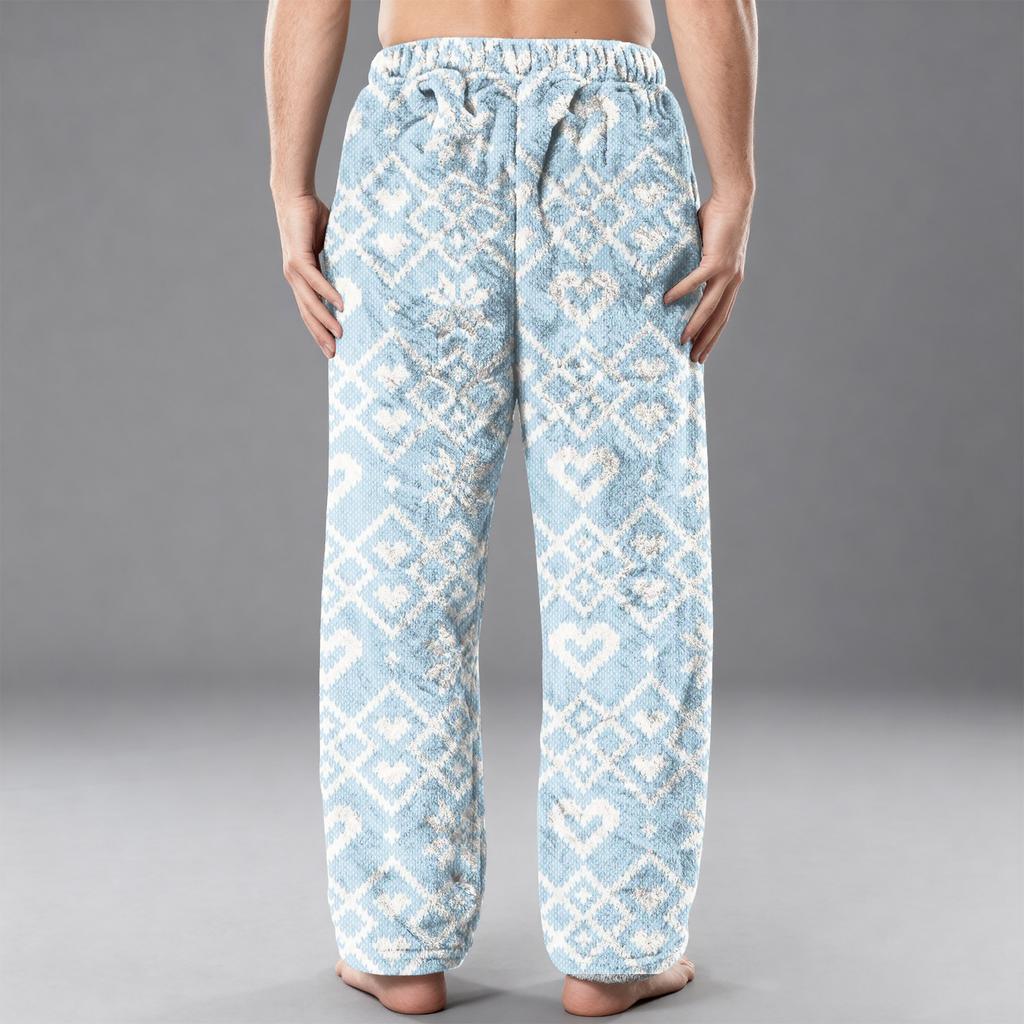 Pánské flanelové kapsové ležérní kalhoty, ležérní kalhoty s potiskem kapes, domácí spací kalhoty