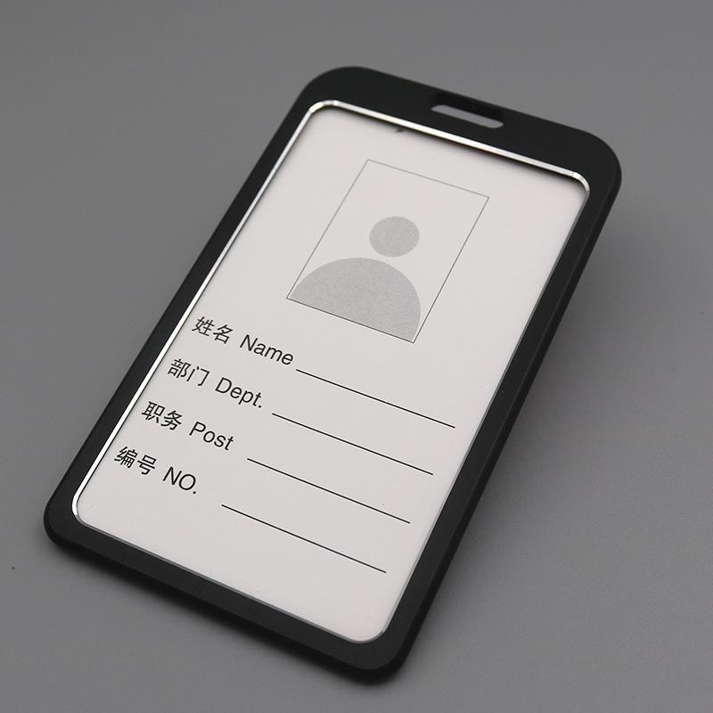 

1 pc Aluminum Alloy Work ID Badge Clip Double Sided Transparent Metal Card Bag Cardholder For ID Card Student Card No Lanyard