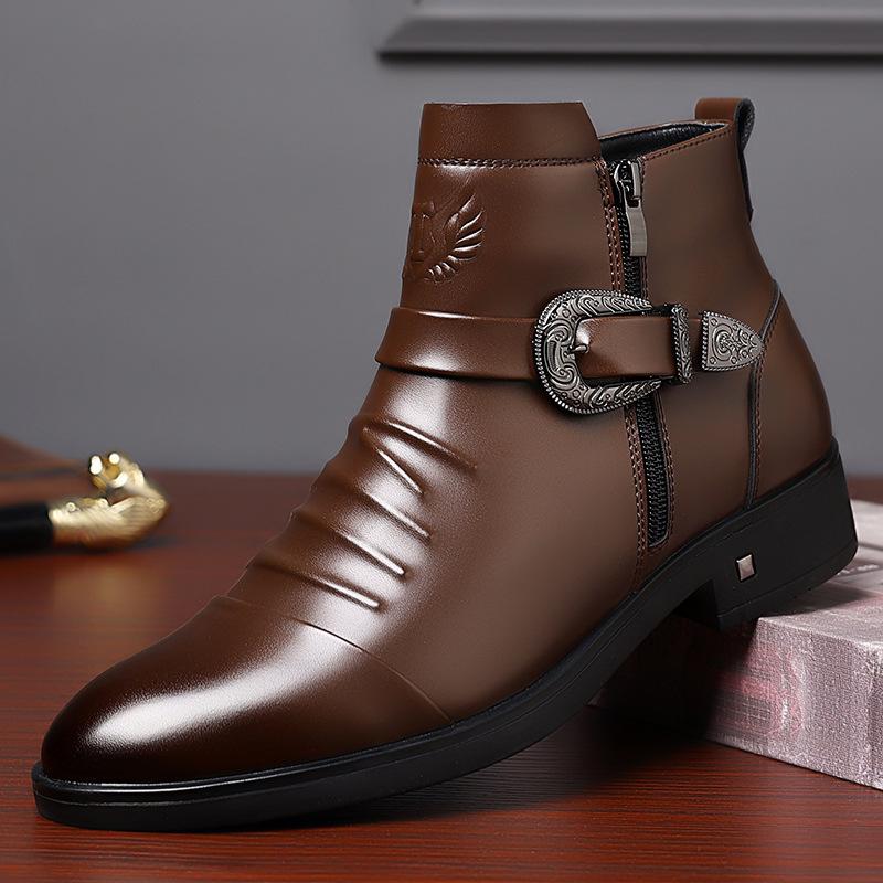 2025 Winter Men's Plus Size British Leather Chelsea Martin Boots - Formal & Fashionable