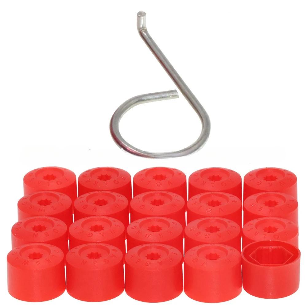 YKPSC1 20Pcs for VW Tiguan Golf MK5 Passat B7 Wheel Tire Hub Cap Nut Bolt Cover Rim Tyre Screws Plugs Studs Car Decorations Accessories