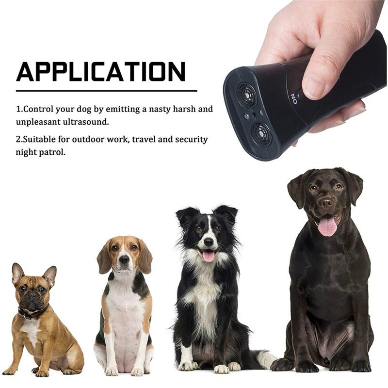 ABFS Ultrasonic Bark Stopper Portable Bark Stopper Handheld Dog Repeller With LED Light Battery Powered чёрный