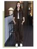 Trendy Fleece-Lined Slim Fit Women's Two-Piece Set: Autumn/Winter 2025 Jacket & Pants