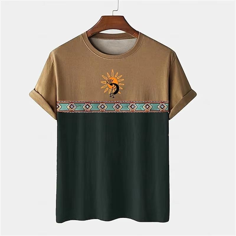 3D Print Vintage Men T-Shirt Fashion Ethnic Pattern Tees Summer Men Short Sleeves T Shirts Women Tshirt Kids Tshirt Clothing