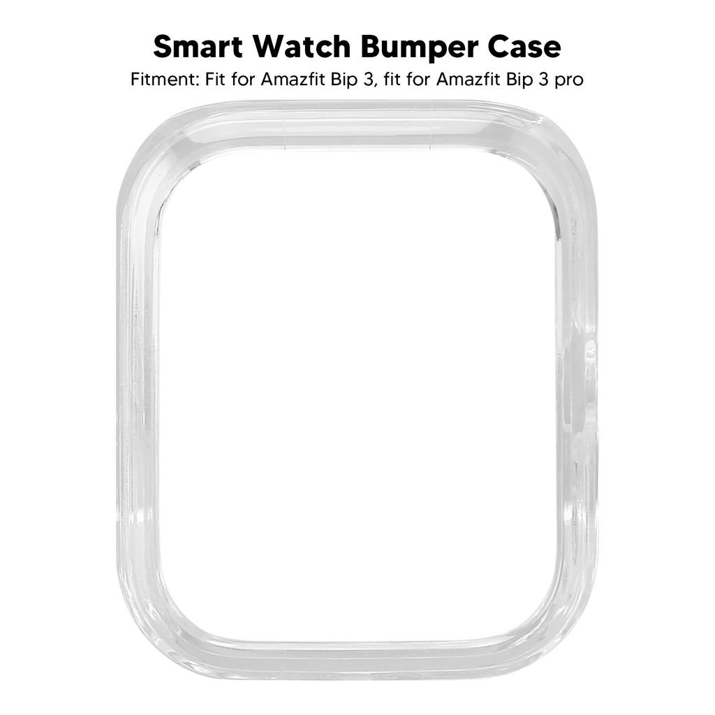 Hard Bumper Case Shockproof Watch Protective Cover Frame Replacement Accessory Fit for Amazfit Bip 3 Transparent